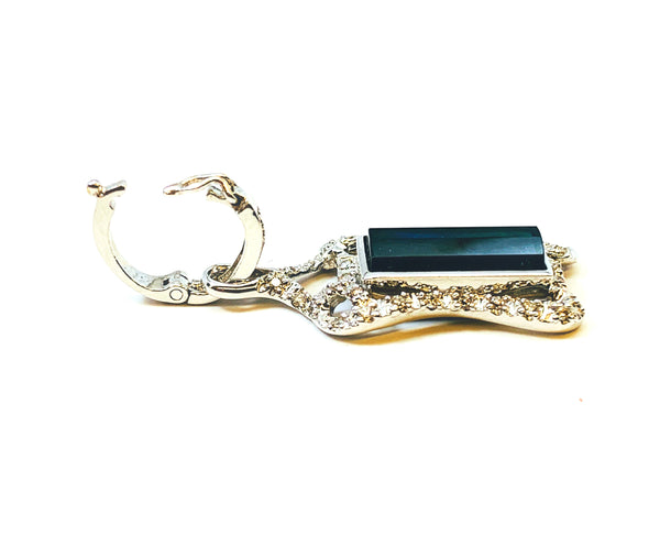 RECTANGULAR SHAPE AMMOLITE AND DIAMOND PENDANT IN WHITE GOLD