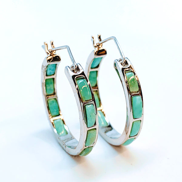 INSIDE OUT LARIMAR HOOP EARRINGS