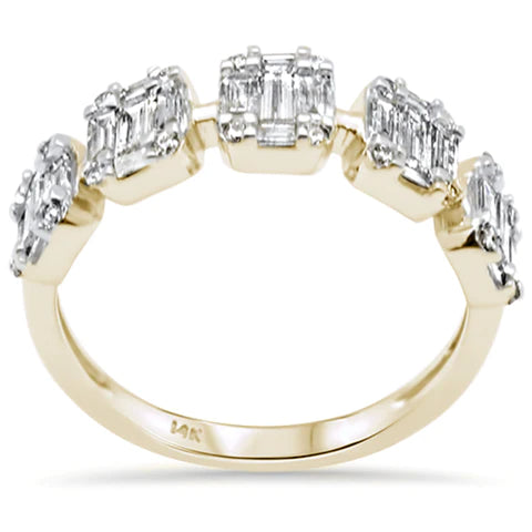 14K Yellow Gold Diamond Round & Baguette Ring
