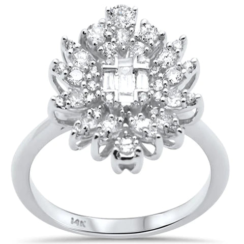 14K White Gold Diamond Round & Baguette Ring
