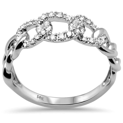 14K White Gold Cuban Style Diamond Ring