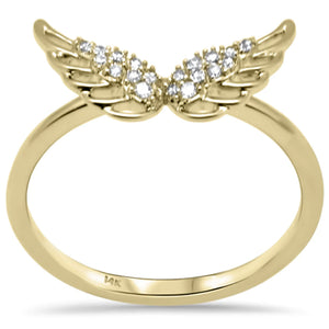14K Yellow Gold Angel Wings Diamond Ring