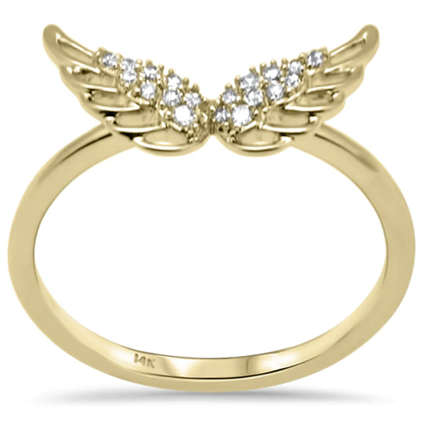 14K Yellow Gold Angel Wings Diamond Ring