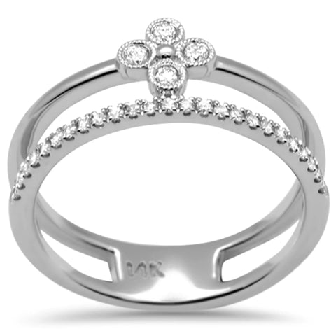 14K White Gold Diamond Double Band Ring