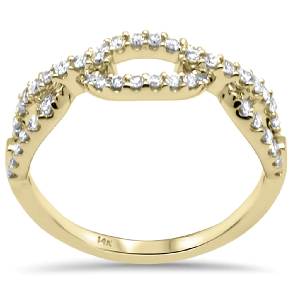 14K Yellow Gold Diamond Paperclip Women's Ring