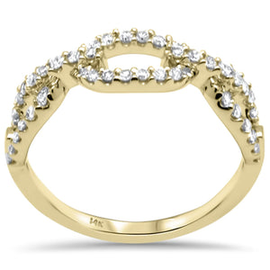 14K Yellow Gold Diamond Paperclip Women's Ring