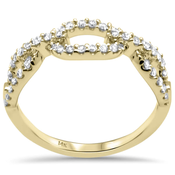 14K Yellow Gold Diamond Paperclip Women's Ring