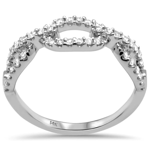 14K Yellow Gold Diamond Paperclip Women's Ring
