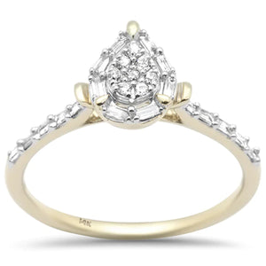 14K Yellow Gold Round & Baguette Diamond Engagement Ring