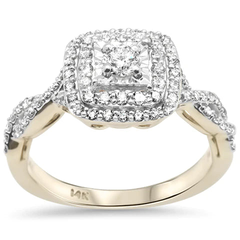 14K Yellow Gold Twisted Engagement Diamond Ring