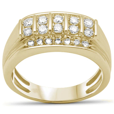 14K Yellow Gold Diamond Men's Band Ring