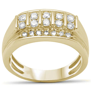 14K Yellow Gold Diamond Men's Band Ring