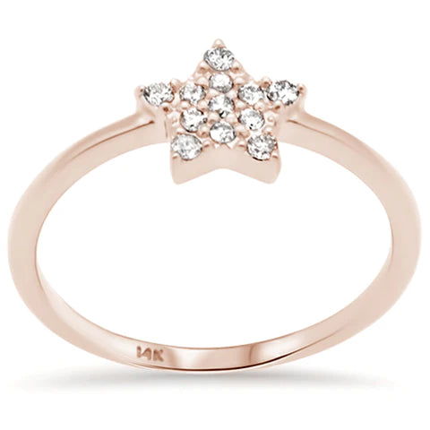 14K Rose Gold Diamond Star Shaped Ladies Ring