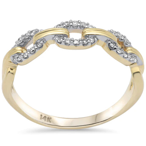 14K Yellow Gold Diamond Link Ladies Ring Size