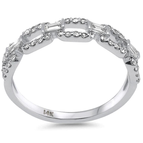 14K White Gold Diamond Link Ladies Ring