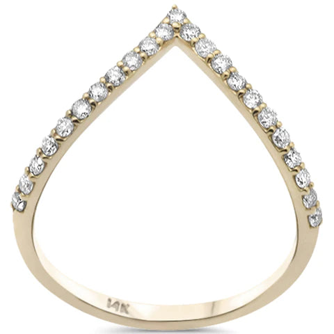 14K Rose Gold Diamond Chevron Ring