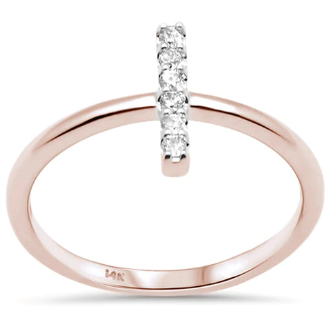 14K Rose Gold Diamond Line Bar Ring