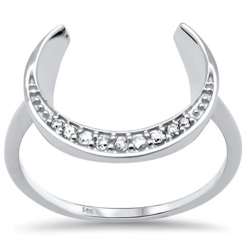 14K White Gold Diamond Moon Shaped Ring