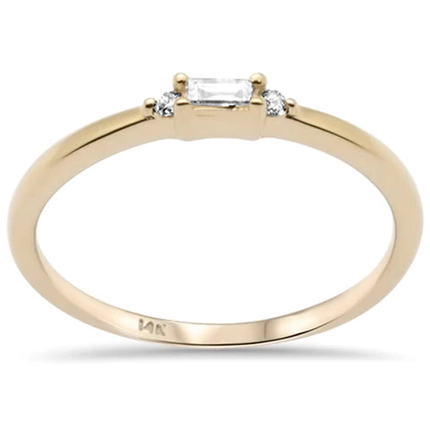 14K Rose Gold Diamond Round & Baguette Band Ring