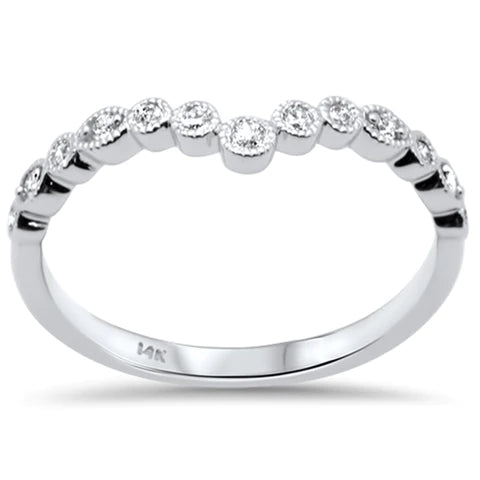 14K White Gold Diamond Bezel Set Stackable Band Ring