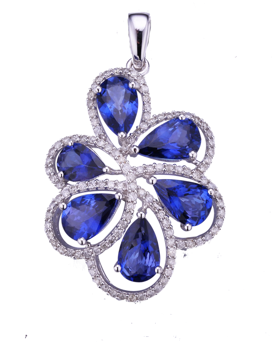 FLOWER SHAPE TANZANITE PENDANT