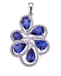 FLOWER SHAPE TANZANITE PENDANT