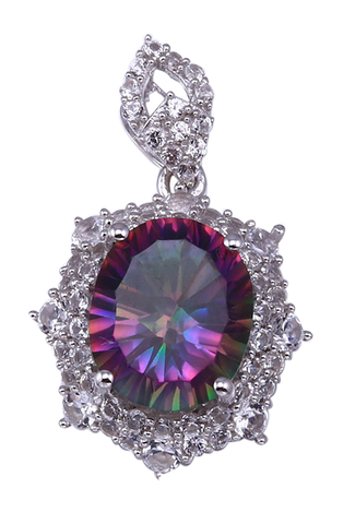 OVAL SHAPE CARIBBEAN TOPAZ PENDANT
