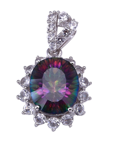OVAL SHAPE CARIBBEAN TOPAZ PENDANT