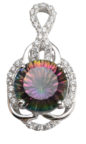 ROUND CUT CARIBBEAN TOPAZ PENDANT