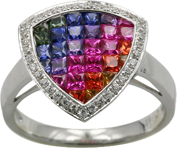 TRILLION SHAPE MULTICOLOR SAPPHIRE RING
