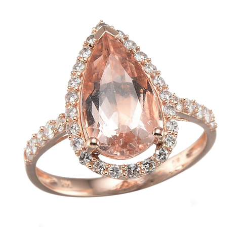 PEAR SHAPE MORGANITE RING