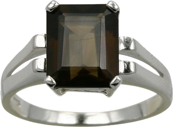 EMERALD CUT SMOKY QUARTZ RING