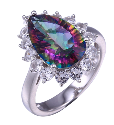 PEAR SHAPE CARIBBEAN TOPAZ RING