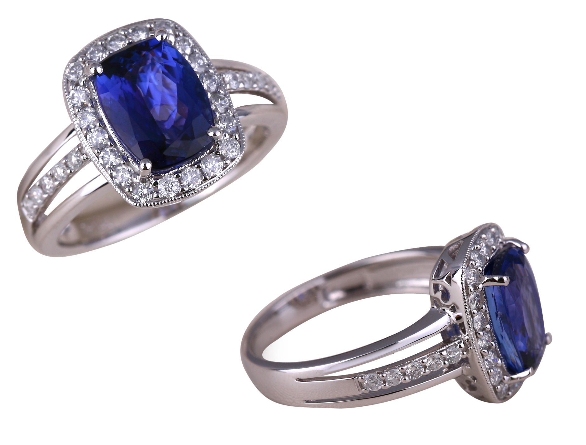EMERALD CUT TANZANITE RING
