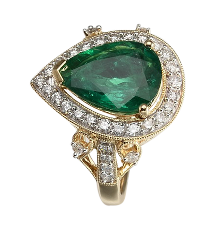 PEAR SHAPE EMERALD RING