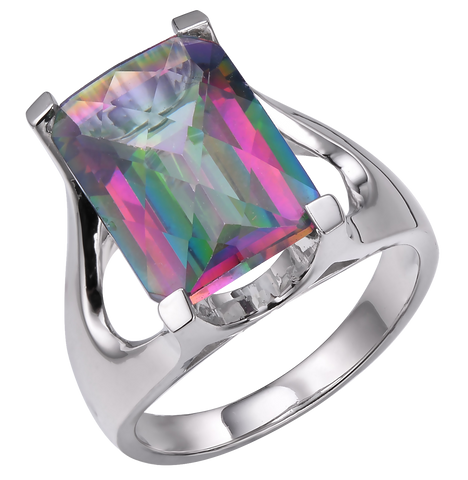 EMERALD CUT CARIBBEAN TOPAZ RING