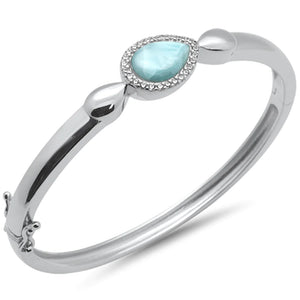 Pear Shaped Natural Larimar Bangle Bracelet