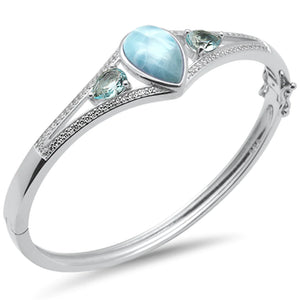 Pear Shaped Natural Larimar Bangle Bracelet