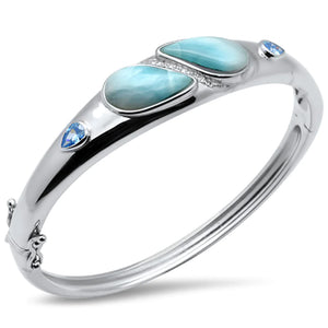 Pear Shaped Natural Larimar Bangle Bracelet