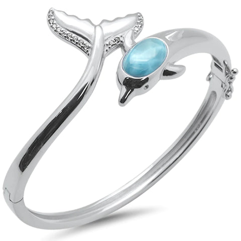 Dolphin Natural Larimar Bangle Bracelet