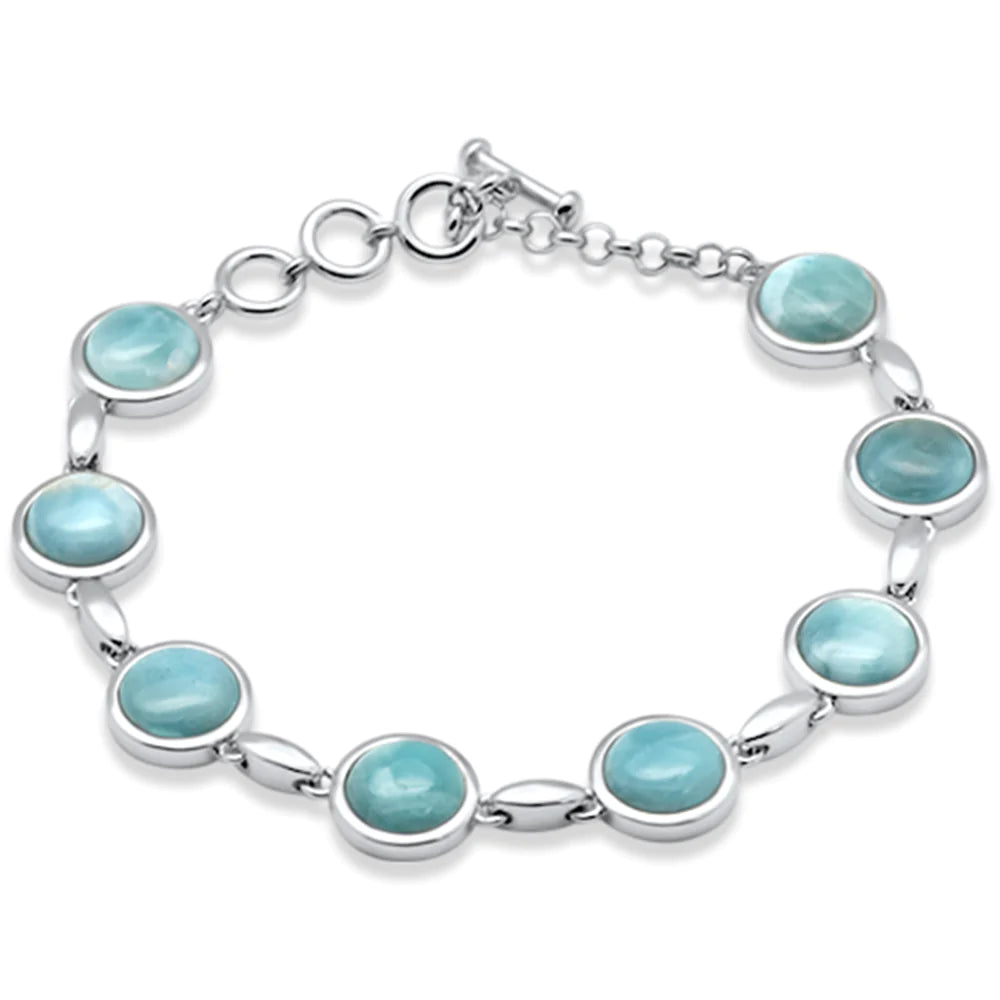 Round Natural Larimar Bracelet