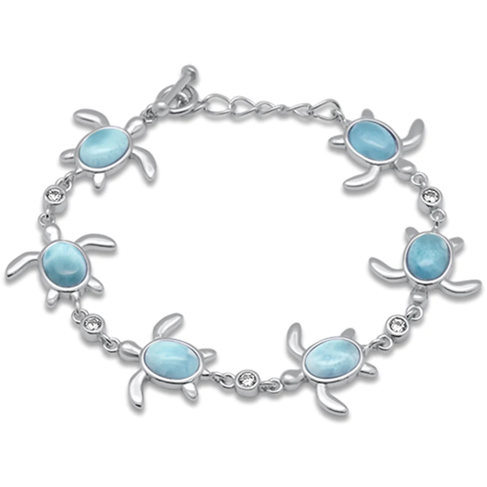 Oval Shaped Natural Larimar Bracelet
