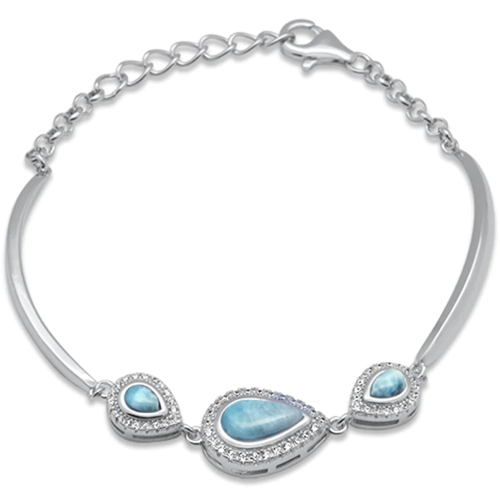 Teardrop Natural Larimar Bracelet