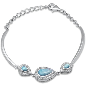 Teardrop Natural Larimar Bracelet