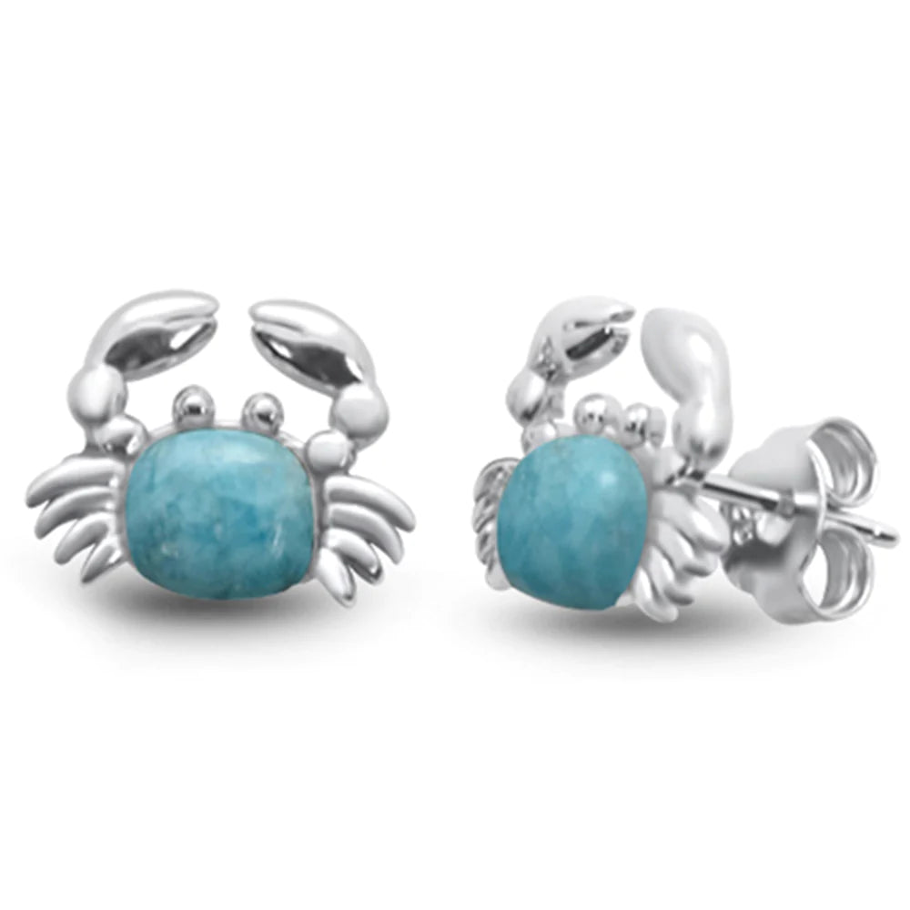 Natural Larimar Crab Earrings