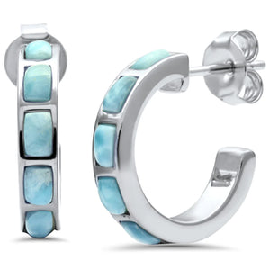 Natural Larimar Hoop Earrings