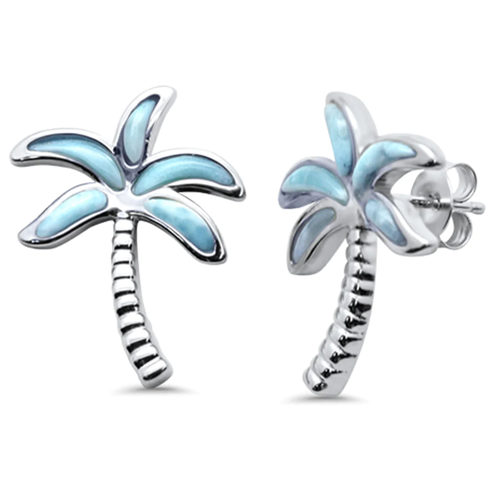 Palm Tree Natural Larimar Earrings