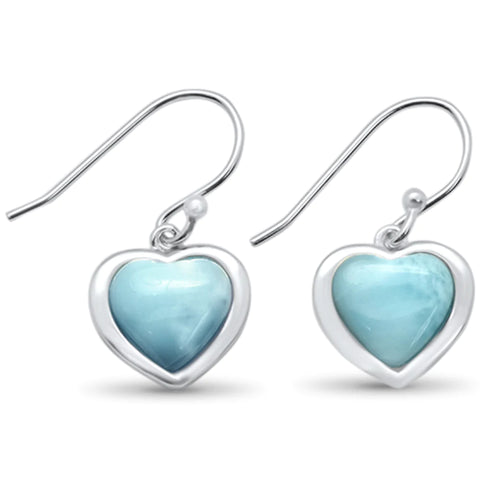 Narutal Heart Shaped Larimar Dangling Earrings
