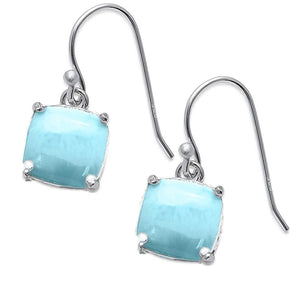 Cushion Cut Larimar Dangle Style Earrings