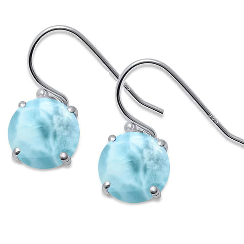 Round Natural Larimar Earrings